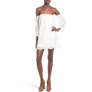 4SI3NNA off shoulder white cotton eyelet dress S